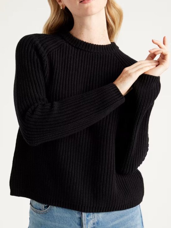 Quince Sweaters - Quince Organic Cotton Fisherman Crew Sweater Black Small New With Tags Classic